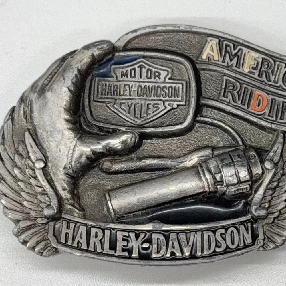 Vintage 1992 Harley-Davidson American Riding Belt Buckle Baron USA Made H 413